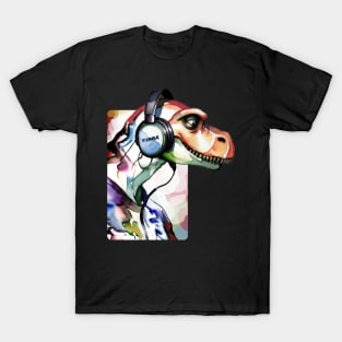 Dinosaur with Headphones T-Shirt